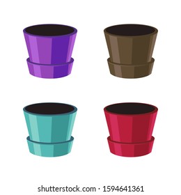 Set of flower pots  on a white background. Vector illustration.
