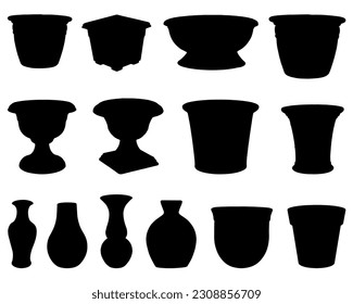 Set of Flower Pots Silhouette Bundle, Plant Pots