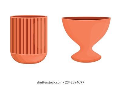 Set of flower pots, vases. Vector stock illustration. Items for home and interior. isolated. cartoon style. Trendy. Plant