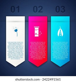 Set Flor que produce polen, frasco de Medicina y píldoras y frijoles para riñones. Plantilla de infografía empresarial. Vector