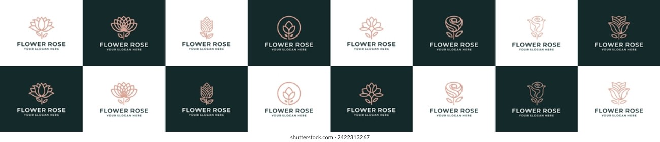 Set Of Flower Rose Logo Design Template