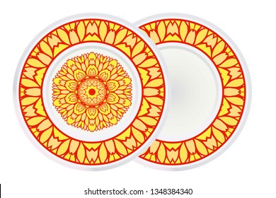 Set of Flower Round Pattern and round frame. Vector Illustration. For Design, Invitation Wedding, Valentine's, Background, Wallpaper, Interior.