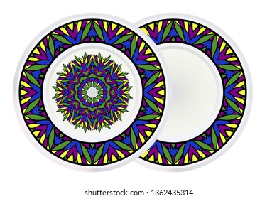 Set of Flower Round Pattern and round frame. Vector Illustration. For Design, Invitation Wedding, Valentine's, Background, Wallpaper, Interior.