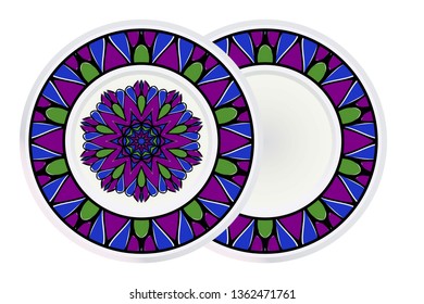 Set of Flower Round Pattern and round frame. Vector Illustration. For Design, Invitation Wedding, Valentine's, Background, Wallpaper, Interior.