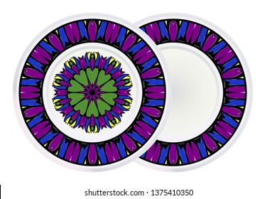 Set of Flower Round Pattern and round frame. Vector Illustration. For Design, Invitation Wedding, Valentine's, Background, Wallpaper, Interior.