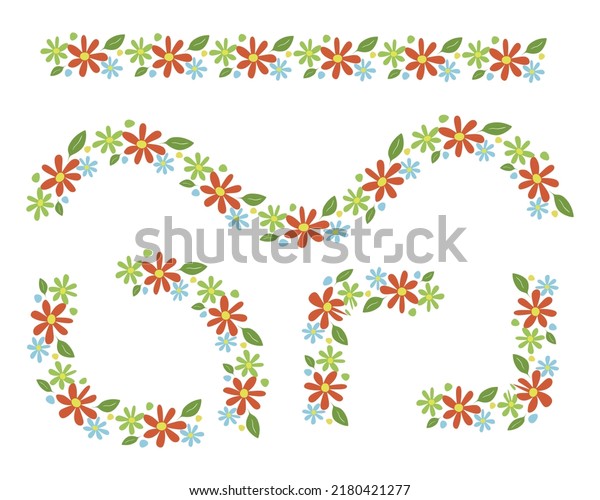 Set of flower ruler, blanks for decoration. set of\
vector floral elements. Floral elements for decorating your design.\
vector eps10