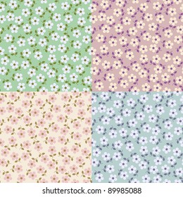 Set of Flower seamless patterns. Illustration for design