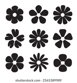 A set of flower, silhouette flowers pot for logo, black and white vector illustration for perfect branding.     