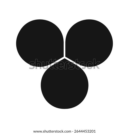 Set of flower silhouettes with 3 petals. Floral pie chart divided on three equal parts in leaf shapes isolated on white background. Vector graphic illustration.
