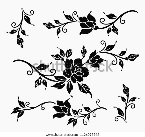 Set Flower Sketch Design Stock Vector (Royalty Free) 1126097942 ...