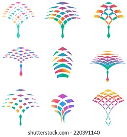 Set of flower or tree icons