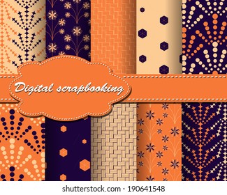 set of flower vector abstract pattern paper for scrapbook