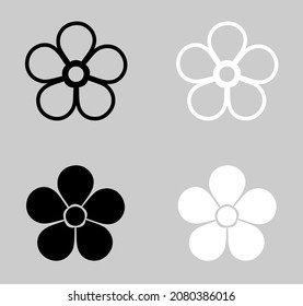 Set of Flower Vector Icon -  Flower Icon in trendy flat style isolated on gray background.