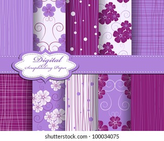 set of flower vector paper for scrapbook