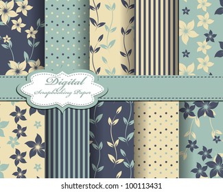 set of flower vector paper for scrapbook
