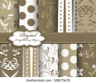 set of flower vector paper for scrapbook