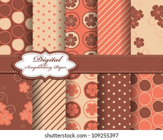 set of flower vector paper for scrapbook