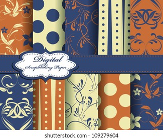 set of flower vector paper for scrapbook