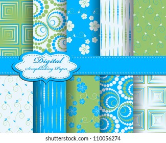 set of flower vector paper for scrapbook