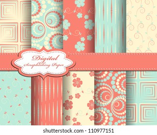 set of flower vector paper for scrapbook