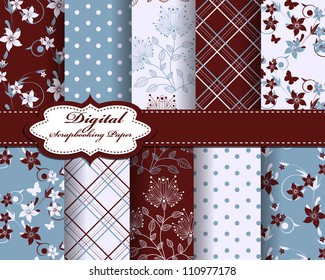 set of flower vector paper for scrapbook