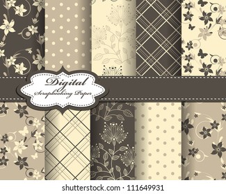 set of flower vector paper for scrapbook