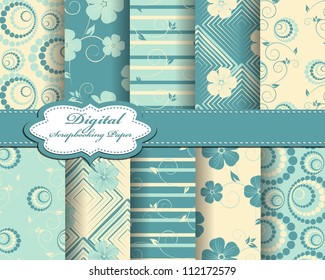 set of flower vector paper for scrapbook