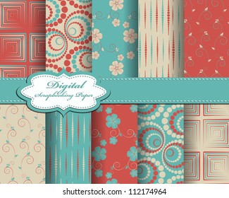 set of flower vector paper for scrapbook