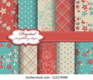 set of flower vector paper for scrapbook