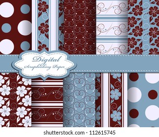 set of flower vector paper for scrapbook