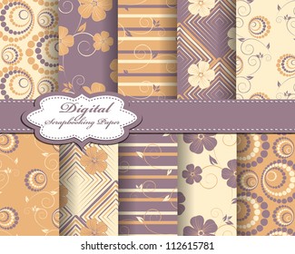 set of flower vector paper for scrapbook