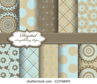 set of flower vector paper for scrapbook