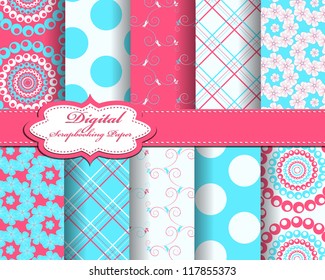 set of flower vector paper for scrapbook