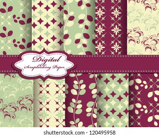 set of flower vector paper for scrapbook