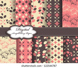 set of flower vector paper for scrapbook