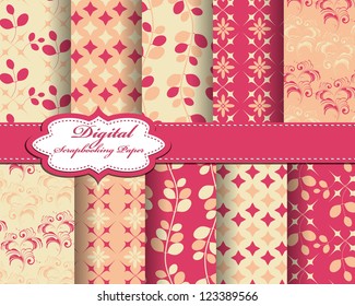 set of flower vector paper for scrapbook