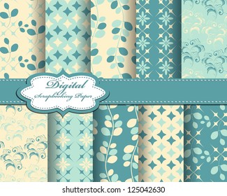 set of flower vector paper for scrapbook