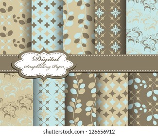 set of flower vector paper for scrapbook