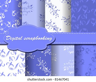 set of flower vector paper for scrapbook