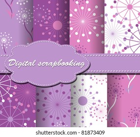 set of flower vector paper for scrapbook