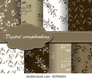 set of flower vector paper for scrapbook