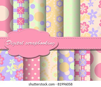 set of flower vector paper for scrapbook