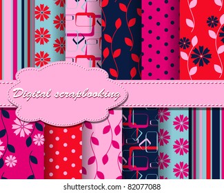 set of flower vector paper for scrapbook