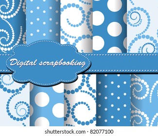 set of flower vector paper for scrapbook with cake