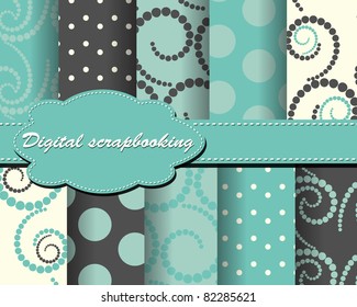 Set Of Flower Vector Paper For Scrapbook With Cake