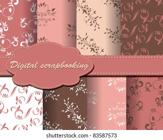 set of flower vector paper for scrapbook