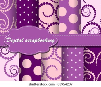 set of flower vector paper for scrapbook with cake