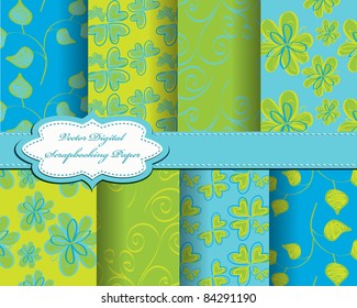 set of flower vector paper for scrapbook