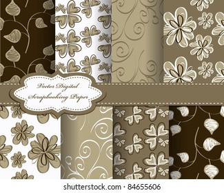 set of flower vector paper for scrapbook