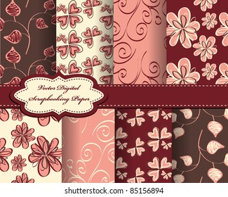 set of flower vector paper for scrapbook